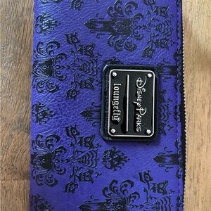 Loungefly Purple Wallet with Black Villain Damask Design